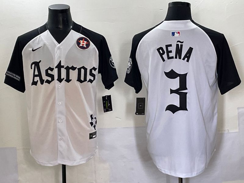 Men 2025 Houston Astros #3 Pena white black Five generations Joint Name Nike MLB Jersey style 12